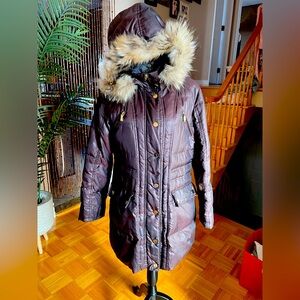 Women's Hooded Parka with Raccoon Fur Trim